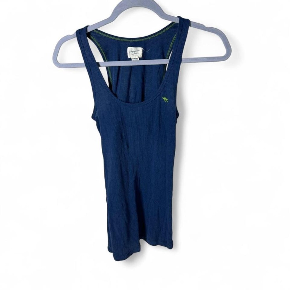 Abercrombie & Fitch navy blue ribbed tank top layering Size M‎ #summer